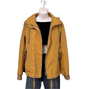 Katherine Malandrino Gold Mustard Lightweight Bomber Sporty Windbreaker Jacket